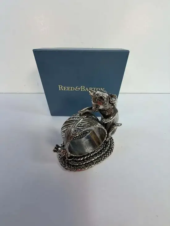 Reed & Barton Silverplate 1824 Collection Cat & Mouse Napkin Ring #1823- Box