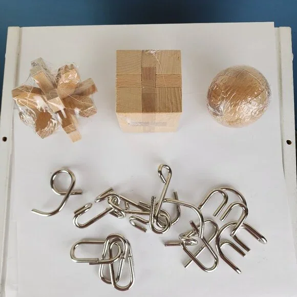 Lesong Wood and Metal Puzzle Set NWT