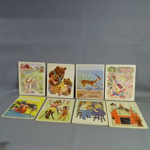 Vintage 1950's Playskool Golden Books Press Inc Puzzle Lot of 8 Original Box