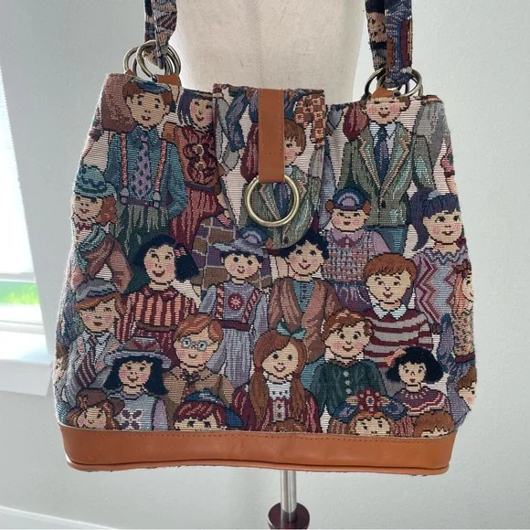 Tapestry Bucket Purse Travel Bag with People from around the world