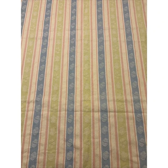 Pastel Spring Striped Easter Eggs & Bunny Tablecloth 57