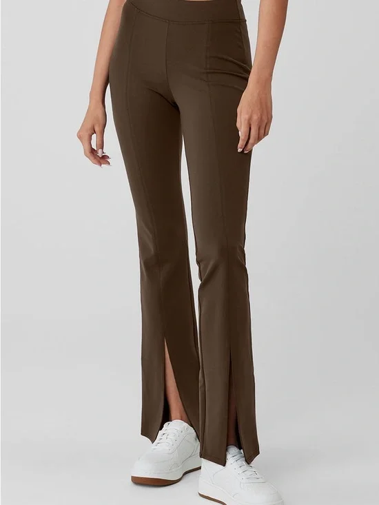 ALO Yoga Brown Boot-Cut Split-Hem Pants