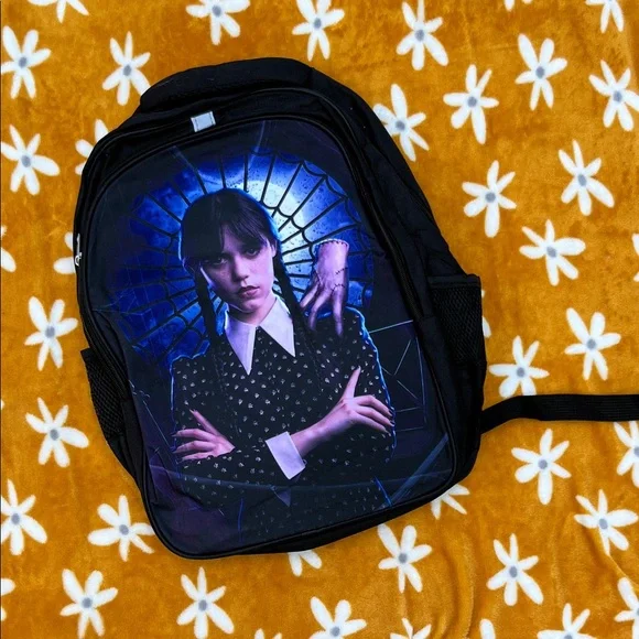NEW NWOT Wednesday Addams Jenna Ortega Black Graphic Backpack Women's Kids Girls