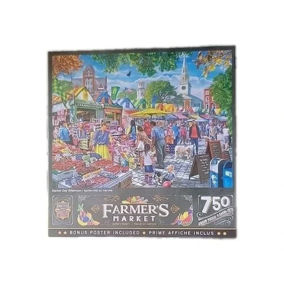 MasterPieces Farmer's Market 750 Piece Jigsaw Puzzle Market Day  w/Poster