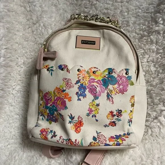 BETSEY JOHNSON BACKPACK BONE BLUSH PINK FLORAL hand bag