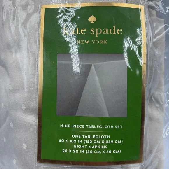 Kate Spade New York Larabee Dot 9 Pc Napkin Tablecloth Set Gray 60x102