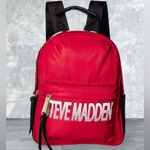 Steve Madden Red Mini Force Nylon Backpack Size Small