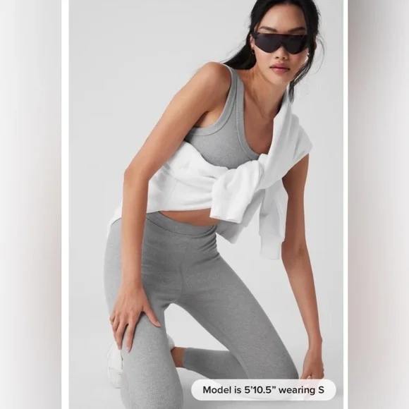 Alo Yoga Ribbed Blissful Leggings in Gray