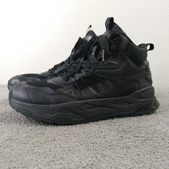 Puma Trinity Mid Hybrid Mens Size 9.5 Black Athletic Running Shoes Sneakers
