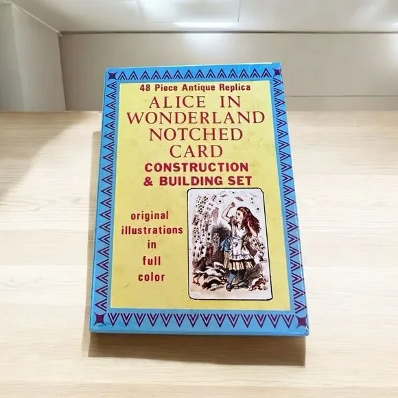 1989 ALICE IN WONDERLAND NOTCHED CARD Construction Set Build A House of Cards!