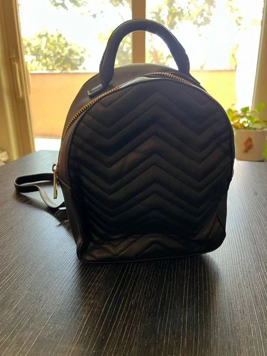 Black Quilted Mini Backpack Purse