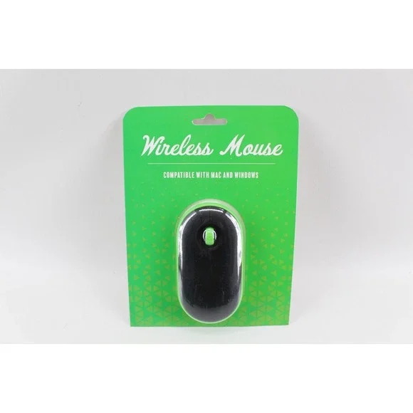 New Orbit Innovations Wireless Mouse w/ Scroll Wheel Compatible Mac/PC Green/Blk