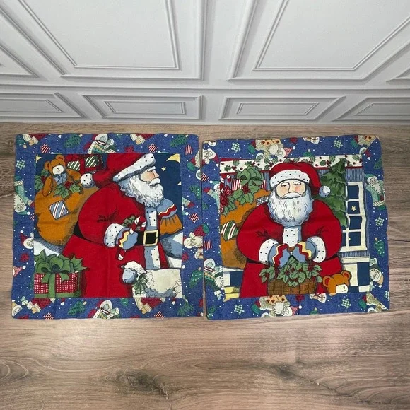 Set of 2 Quilted Santa Claus Placemats Christmas Holiday Decor
