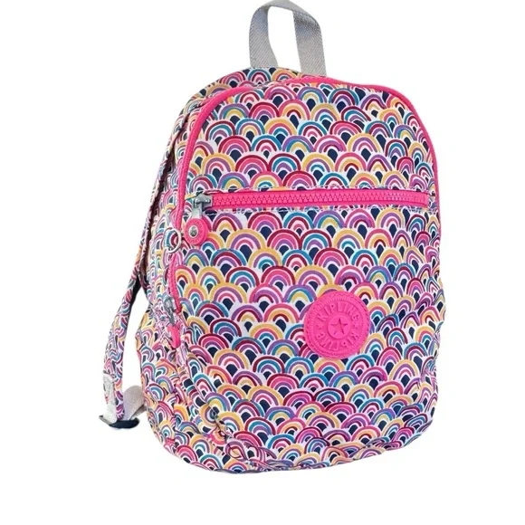 Kipling, Challenger, pink rainbow live light, Peacock, prism, fabric backpack