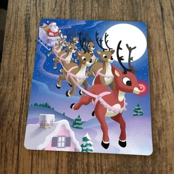 Rudolph Pulling Santas Sleigh Mouse‎ Pad Red Nosed Reindeer
