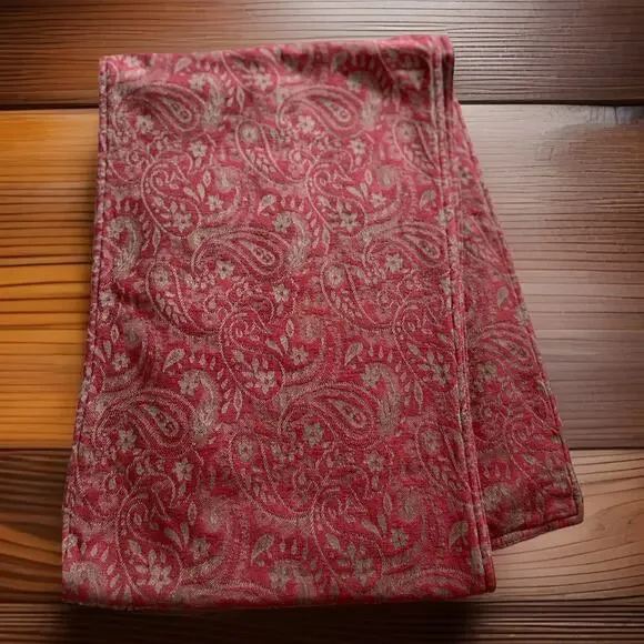 Luxury CBK Paisley Jacquard Table Runner Cotton Made in India Burgundy Taupe 79