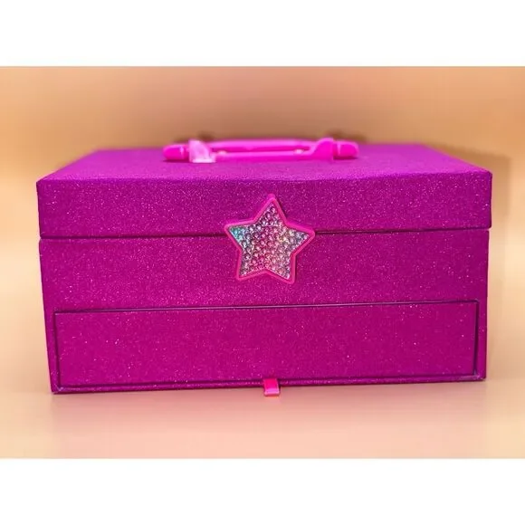 Sparkle Glitter Makeup Vanity Case Jewelry Box with Mirror and Accessories NWT