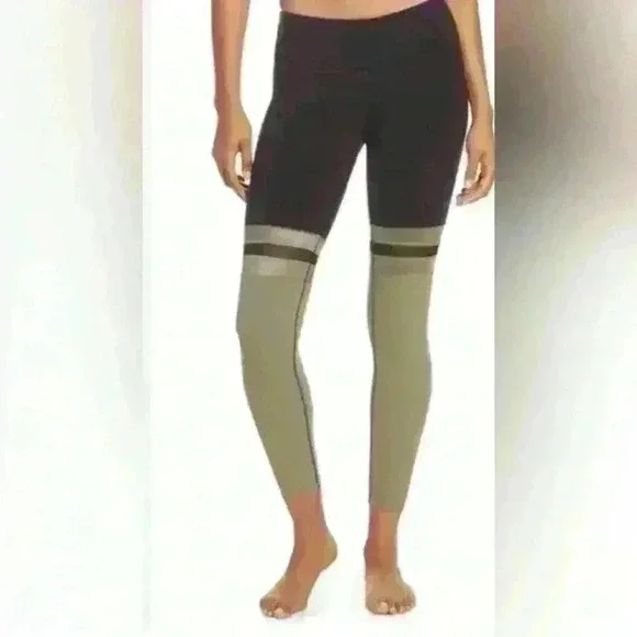 Alo Yoga Player High Waist 7/8 Leggings Olive Green & Black