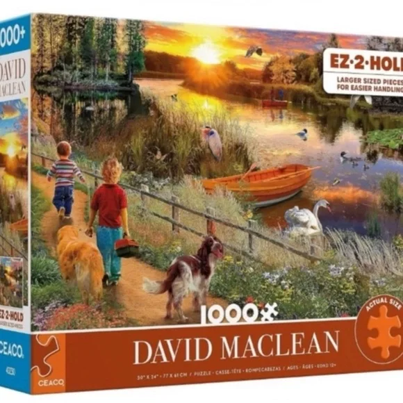 CEACO Jigsaw Puzzle River Sunset David Maclean 1000 Piece Oversized Pieces EUC