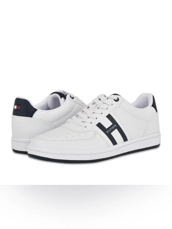 Tommy Hilfiger Lason Sneakers Men’s Size 8 White Vegan Leather Casual Shoes Prep