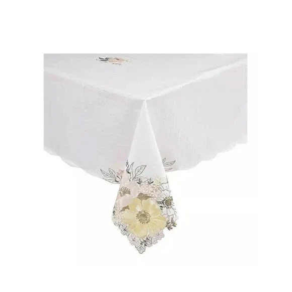 New Helena Floral 60” x 120” oblong or oval table Tablecloth Spring white