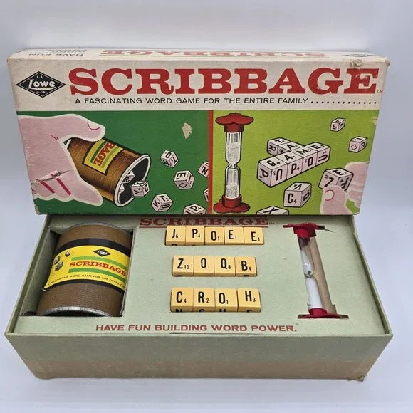 Vintage Original 1963‎ Scribbage Family Word Game By E.S. Lowe