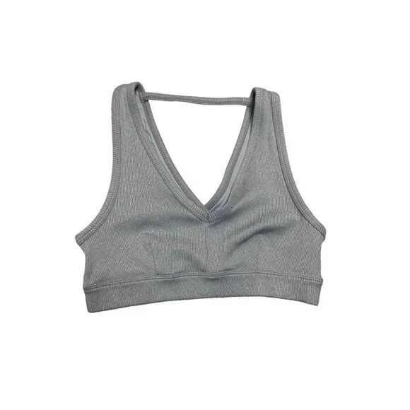 Alo Yoga Togetherness Ribbed Grey Sports Bra-sz XS