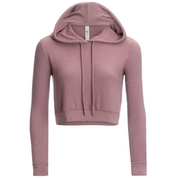 ALO very hard to find cropped Getaway cropped hoodie in RARE midnight green!