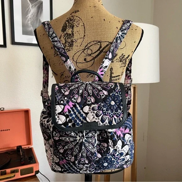 Vera Bradley Mimosa Medallion Purple Floral Essential Compact Backpack