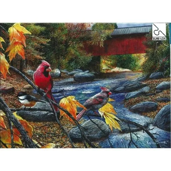Art Gallery Fall Feather & Foliage 1000 pc Jigsaw Puzzle, GUC tape on box
