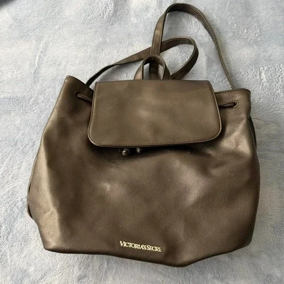 Victoria's Secret black leather women backpack