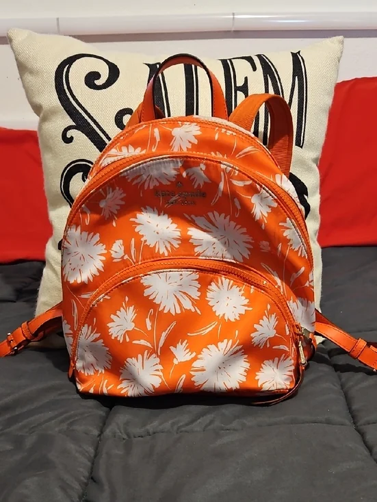 Kate Spade Karissa Nylon Orange and White Floral Mini Backpack 🌞 Summertime!