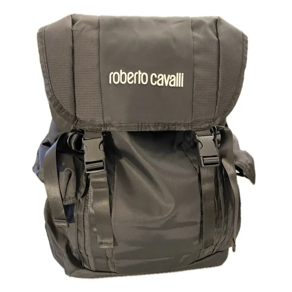 NWT! 😊 ROBERTO CAVALLI (R$325) SPORT UNISEX BLACK BACKPACK