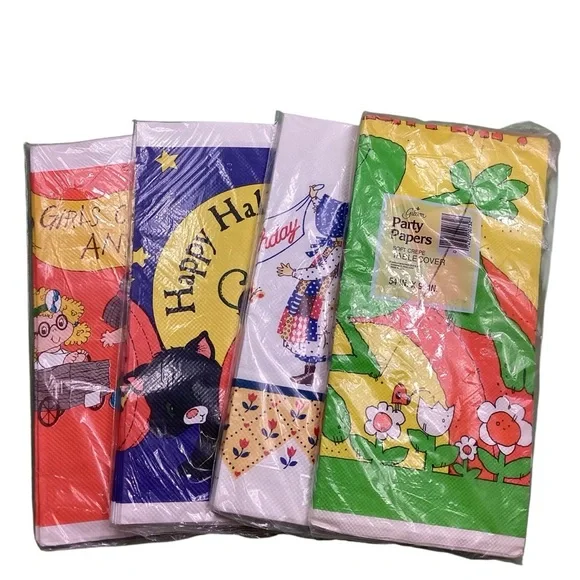 Vintage 80s soft crêpe table cover Gibson/American greetings bundle of four