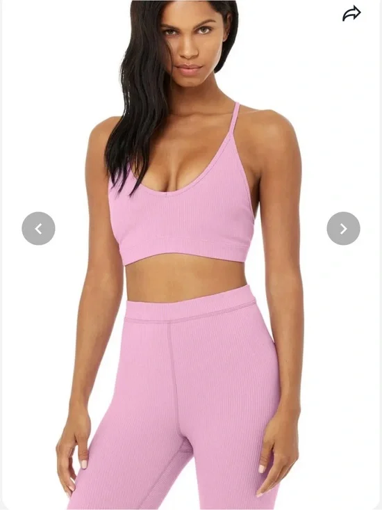 ALO YOGA Ribbed Blissful Bra - Pink Lavender