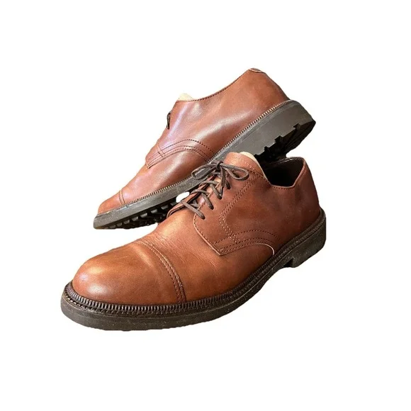 Sebago Handcrafted Oxford Dress Shoes Brown Leather Men's 10D Boat Waterproof