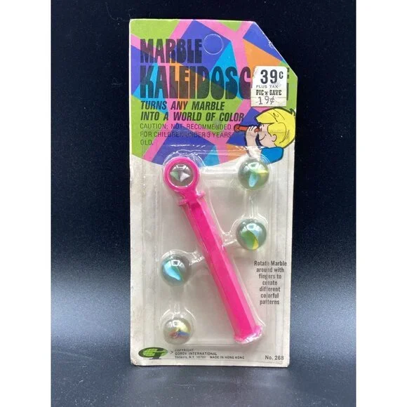 Gordy International Kaleidoscope Marbles Made in Hong Kong NOS # 268 Vintage