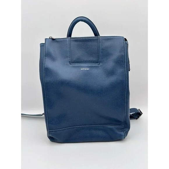 Mat And Nat Vegan Leather Backpack Blue WORN SEE PICS