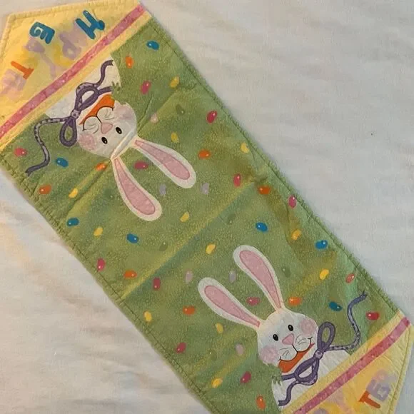 Table Runner Happy Easter  Bunny Jelly Beans Pastel
