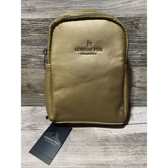 London Fog Gold Janice Sling Bag Mini Double Zip Backpack