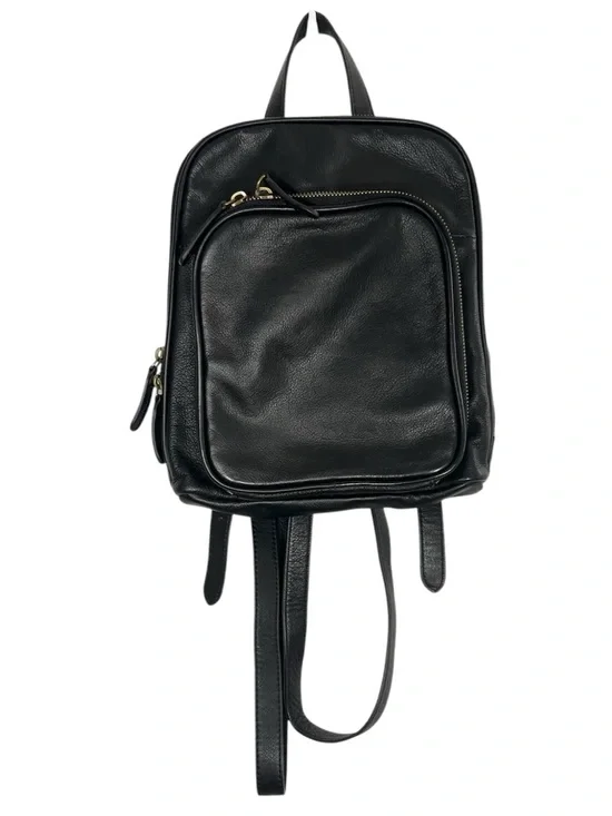 Margot Mini Backpack Black Soft Pebble Leather Moto Zip Around Pockets