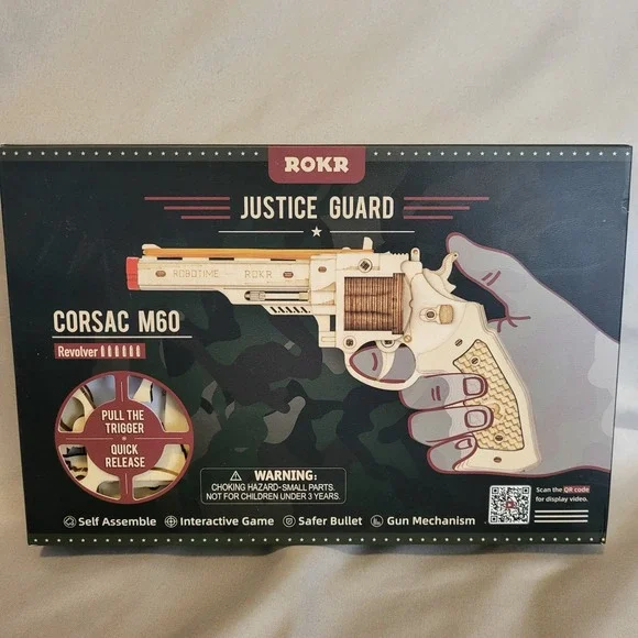ROKR Justice Guard Corsac M60 Revolver‎ 3D Wooden Model Kit LQ401 Robotime NEW