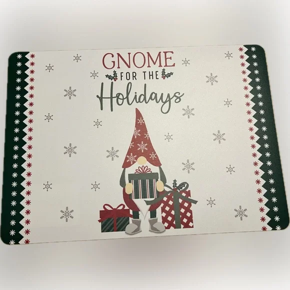 🔴Festive Gnome Holiday Placemat Christmas Winter Kitchen Dinning Dinnerware 5 PC