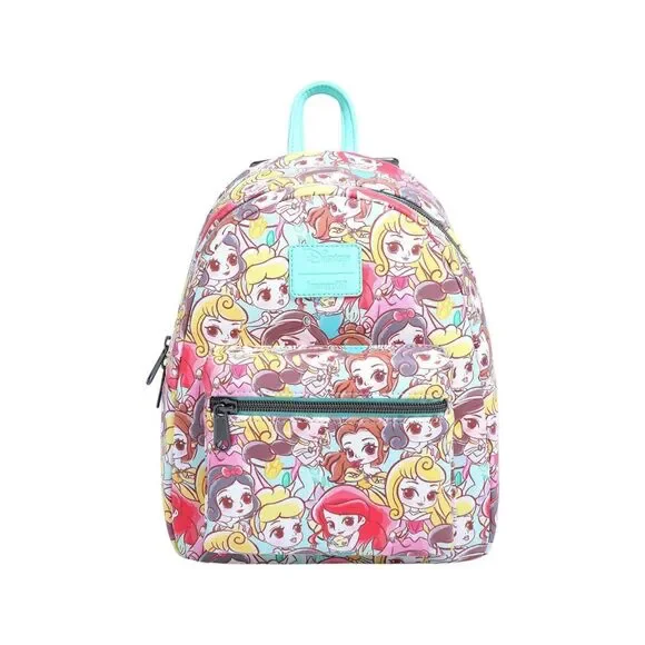 NWT Loungefly Womens Multicolor Disney Chibi Princess Mini Backpack Bag