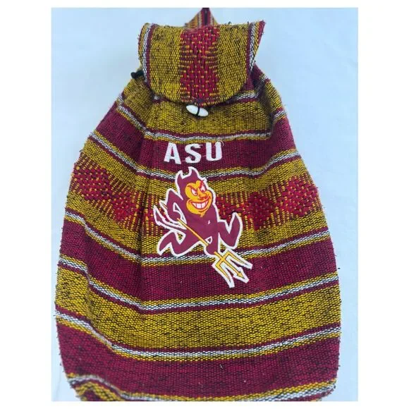 Arizona State University Southwestern Woven Backpack Maroon Gold Sparky Mascot