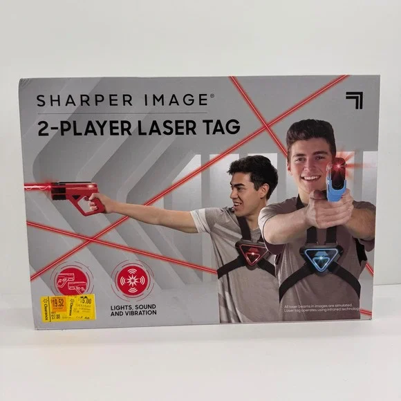 Sharper Image NEW Laser‎ Tag Set Two Player Blasters and Chest Guards Red Blue