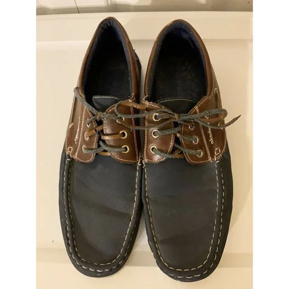 Akademiks Men’s Sz 10 Comfort Lace Up Casual Boat Shoe Loafers Blue Brown‎