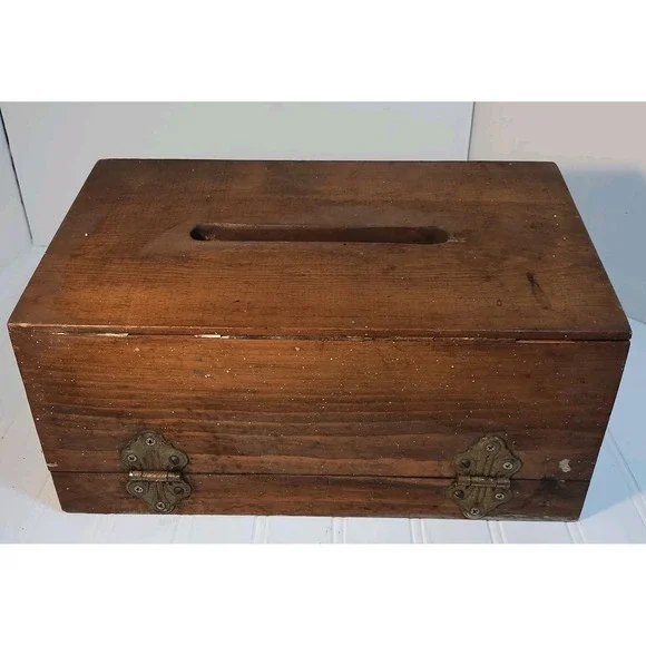 Antique / Vintage Wooden Ballot Box Lockable Hinged Money Deposit Tithe Rustic