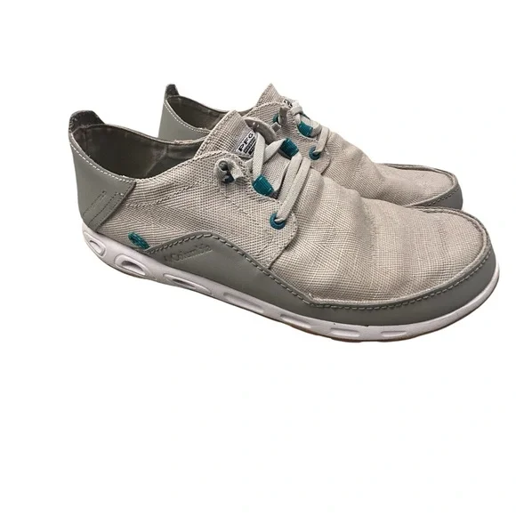 Columbia Men's Gray‎ and Teal Boat Shoes Canvas 12 Casual Outdoor Slip On