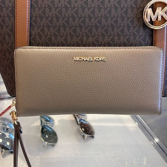 MICHAEL KORS Leather Continental Wristlet Phone Case Wallet Dusk NWT